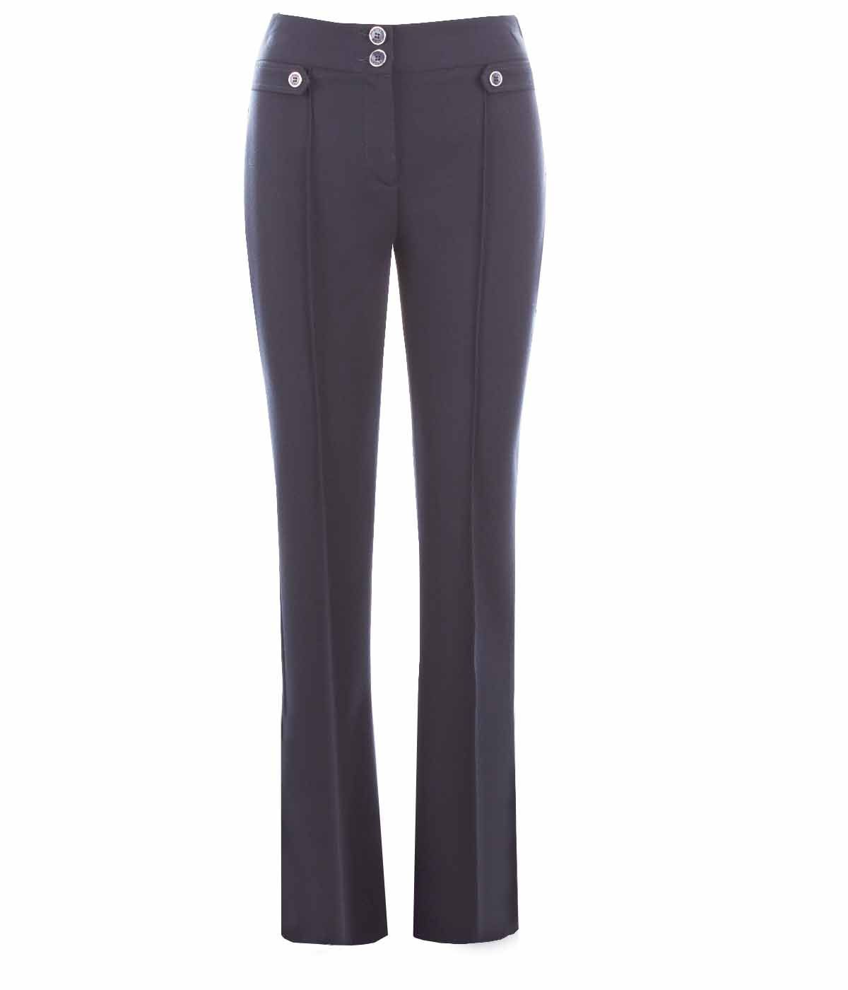 Cigarette high-waisted trousers with crease and decorative buttoning  0